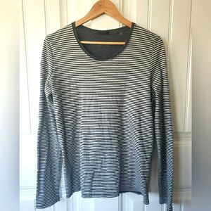 ATM Striped Gray Pima Cotton Long Sleeve Baby Tee Size Large‎